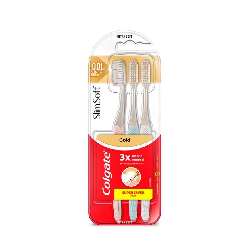 Colgate SlimSoft Charcoal Gold Toothbrush Valuepack 3s (Ultra Soft)