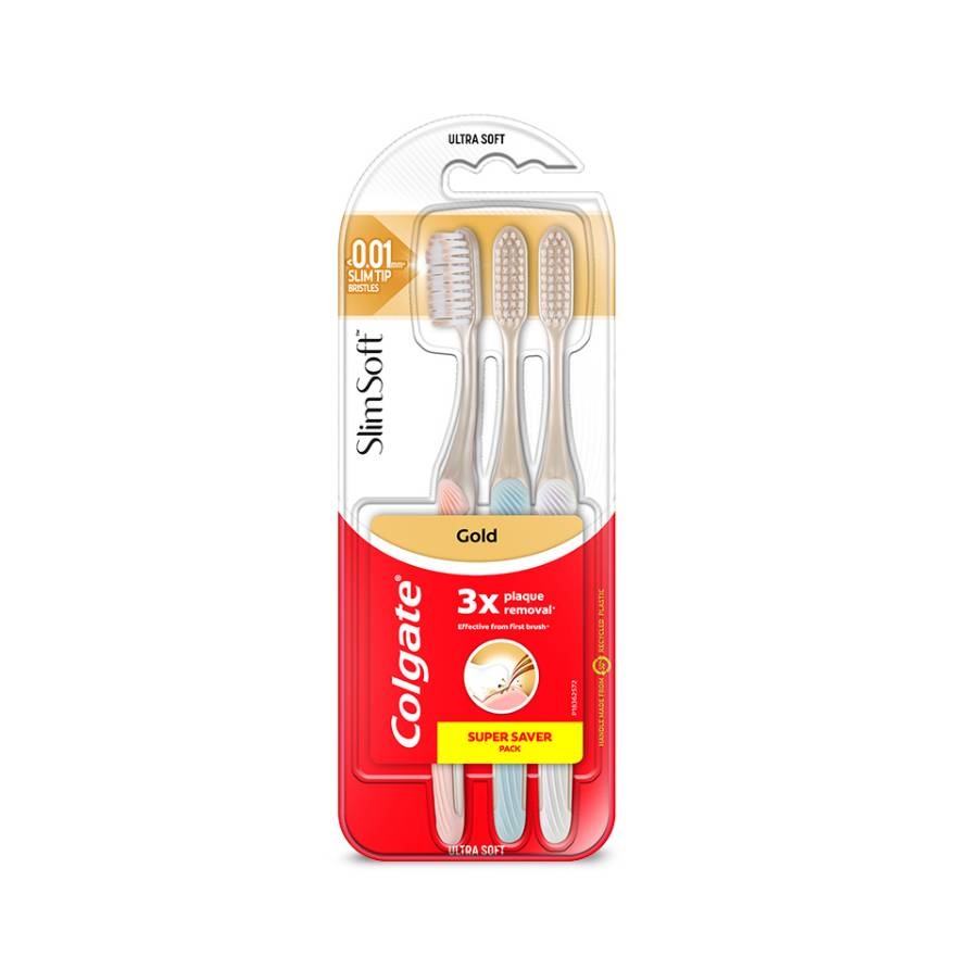Colgate SlimSoft Charcoal Gold Toothbrush Valuepack 3s (Ultra Soft) image