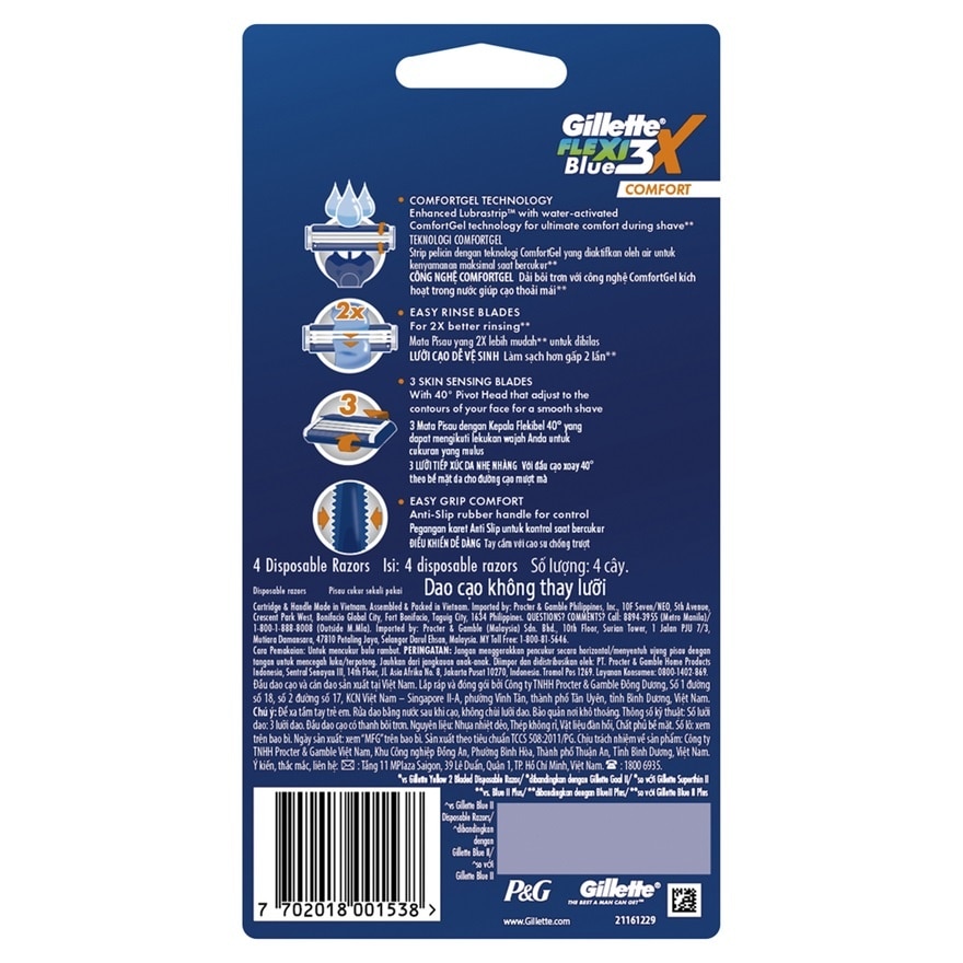 Blue3X Comfort Disposable Razor 4s