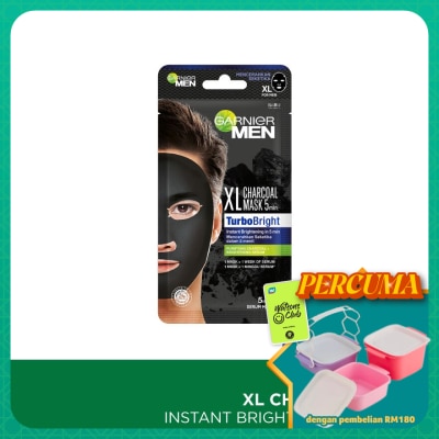 GARNIER MEN - Turbobright Charcoal Mask XL 1s