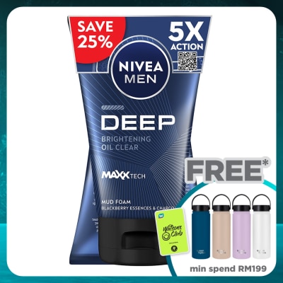 NIVEA FOR MEN DEEP White Oil Clear Mud Foam Twin Pack 2x100g