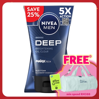 NIVEA FOR MEN DEEP White Oil Clear Mud Foam Twin Pack 2x100g
