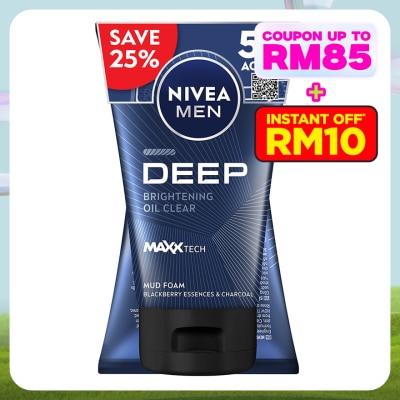 NIVEA FOR MEN DEEP White Oil Clear Mud Foam Twin Pack 2x100g