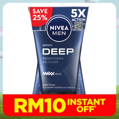 NIVEA FOR MEN DEEP White Oil Clear Mud Foam Twin Pack 2x100g