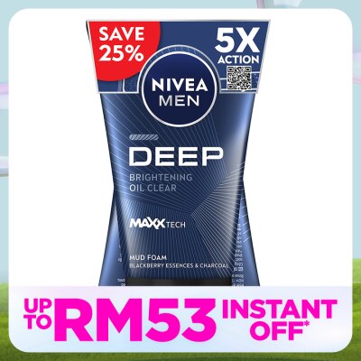 NIVEA FOR MEN DEEP White Oil Clear Mud Foam Twin Pack 2x100g