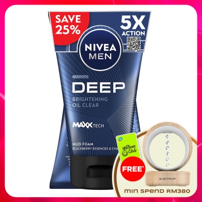 NIVEA FOR MEN - DEEP White Oil Clear Mud Foam Twin Pack 2x100g