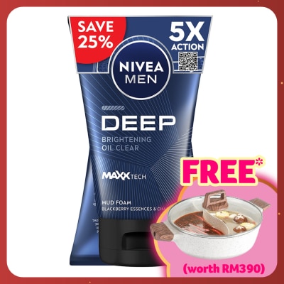 NIVEA FOR MEN DEEP White Oil Clear Mud Foam Twin Pack 2x100g
