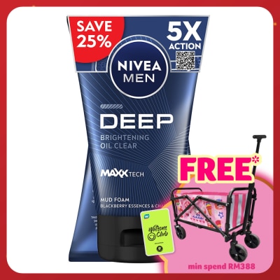 NIVEA FOR MEN DEEP White Oil Clear Mud Foam Twin Pack 2x100g