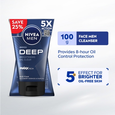 NIVEA FOR MEN DEEP White Oil Clear Mud Foam Twin Pack 2x100g image