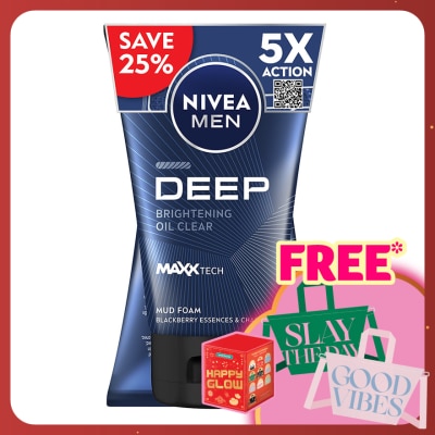 NIVEA FOR MEN DEEP White Oil Clear Mud Foam Twin Pack 2x100g