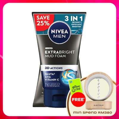 NIVEA FOR MEN - Extra Bright Mud Foam Twin Pack 2x100g