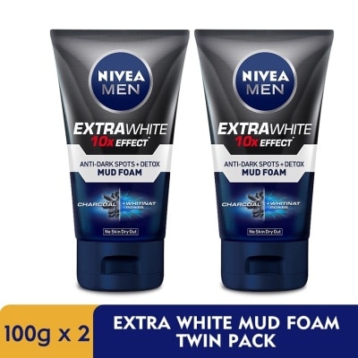 NIVEA FOR MEN Extra Bright Mud Foam Twin Pack 2x100g