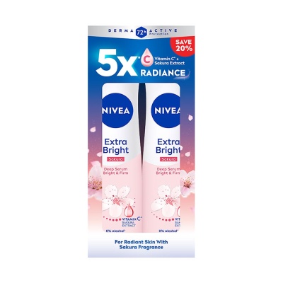 NIVEA - Deodorant Deep Brightening Serum Sakura Spray TWP 2x150ml image