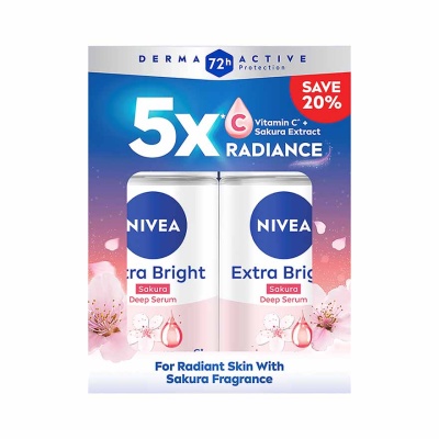 NIVEA - Deodorant Deep Brightening Serum Sakura Roll On TWP 2x50ml image
