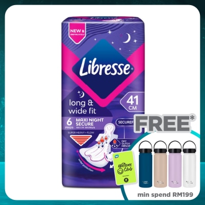 LIBRESSE Long & Wide Fit Maxi Night Secure 41cm Wings 6's