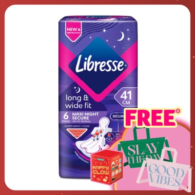 LIBRESSE Long & Wide Fit Maxi Night Secure 41cm Wings 6's