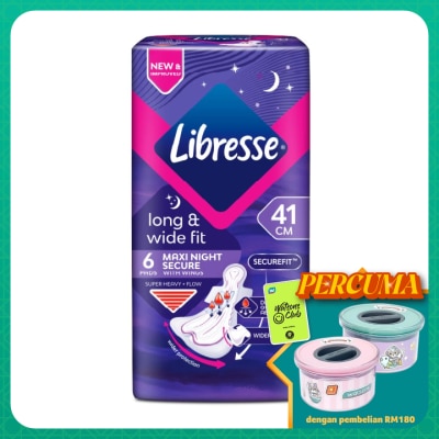 LIBRESSE Long & Wide Fit Maxi Night Secure 41cm Wings 6's