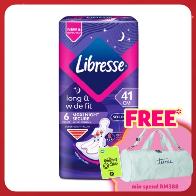 LIBRESSE Long & Wide Fit Maxi Night Secure 41cm Wings 6's