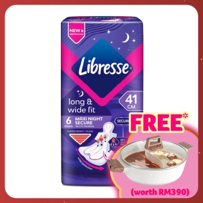 LIBRESSE Long & Wide Fit Maxi Night Secure 41cm Wings 6's