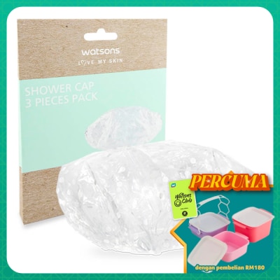 WATSONS - Transparent Shower Cap With White Dot  - 3 Pcs