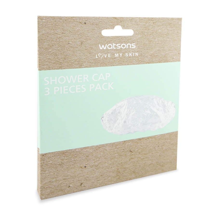 Transparent Shower Cap With White Dot  - 3 Pcs