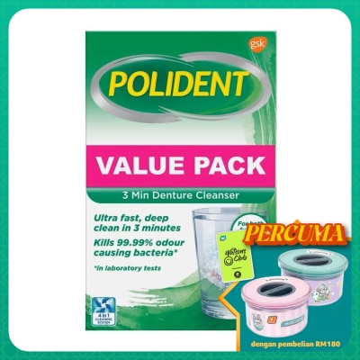 POLIDENT Daily Denture Cleanser 3Minute 72S