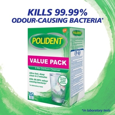 POLIDENT Daily Denture Cleanser 3Minute 72S