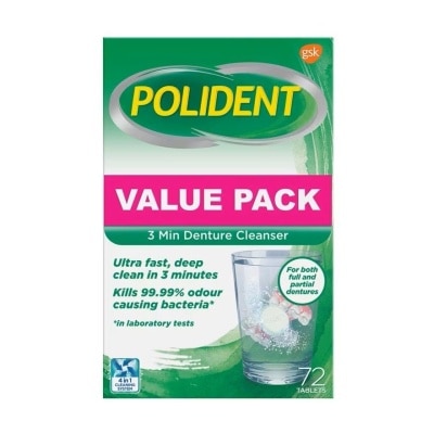 POLIDENT Daily Denture Cleanser 3Minute 72S