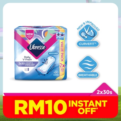 LIBRESSE Longer & Wider Slim Liner 2 x 30's