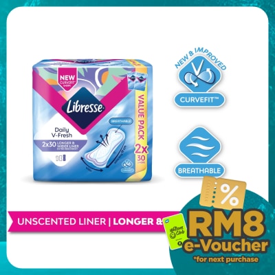 LIBRESSE Longer & Wider Slim Liner 2 x 30's