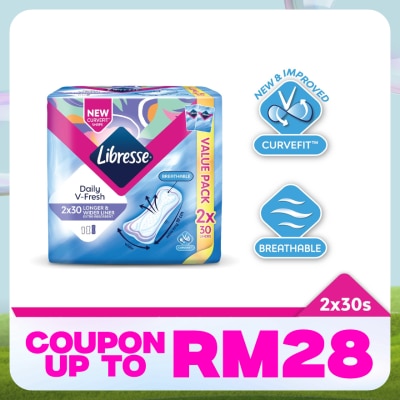 LIBRESSE Longer & Wider Slim Liner 2 x 30's