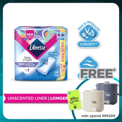 LIBRESSE Longer & Wider Slim Liner 2 x 30's