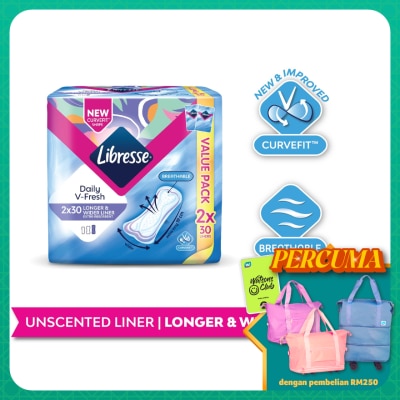 LIBRESSE Longer & Wider Slim Liner 2 x 30's