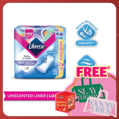 LIBRESSE Longer & Wider Slim Liner 2 x 30's