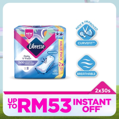 LIBRESSE Longer & Wider Slim Liner 2 x 30's