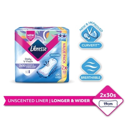 LIBRESSE Longer & Wider Slim Liner 2 x 30's