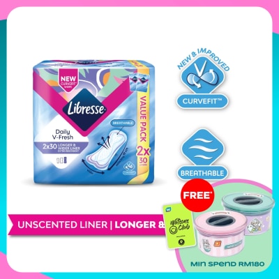 LIBRESSE Longer & Wider Slim Liner 2 x 30's