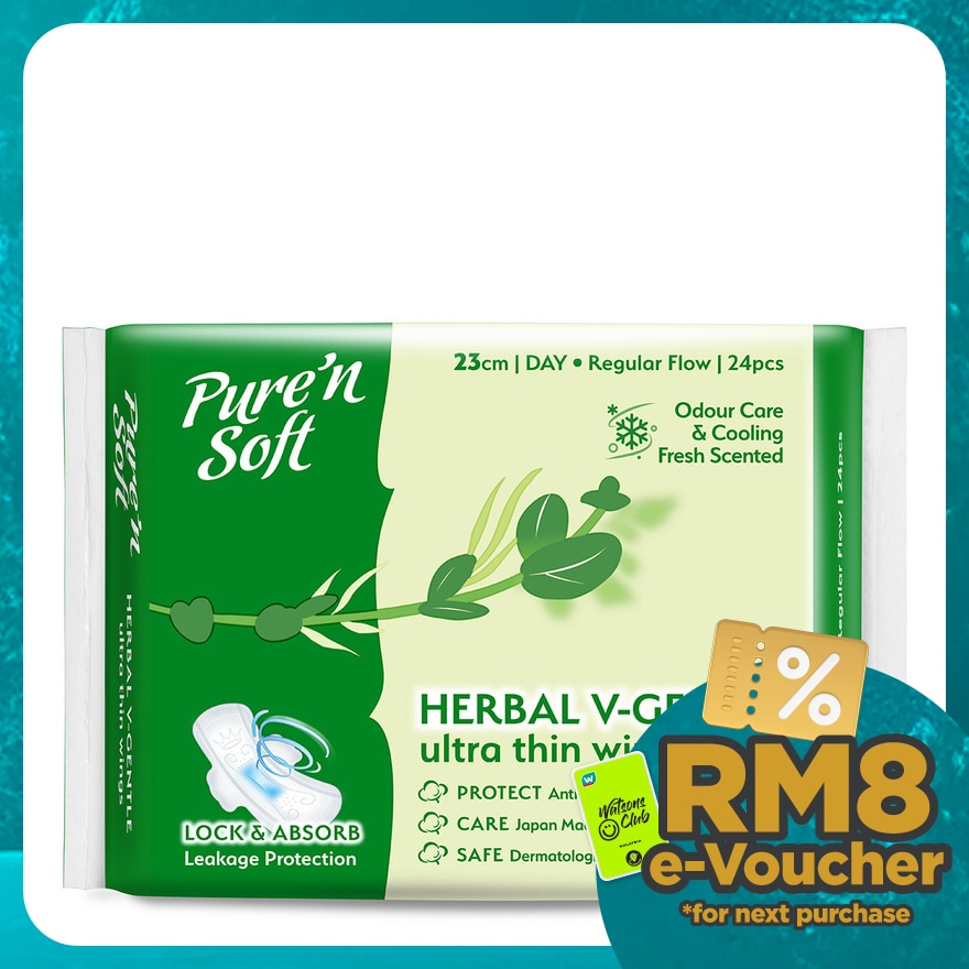 Herbal Cottony Soft Ultra Thin Wings 23cm 24s