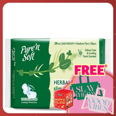 PURE'N SOFT Herbal Cottony Soft Slim Wings 29cm 18s