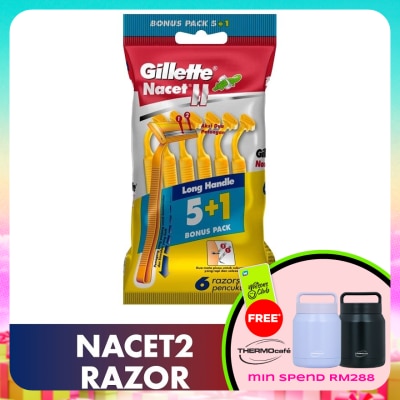 GILLETTE - NacetII Long Handle Disposable Razor 6's