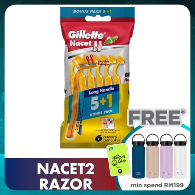 GILLETTE NacetII Long Handle Disposable Razor 6's