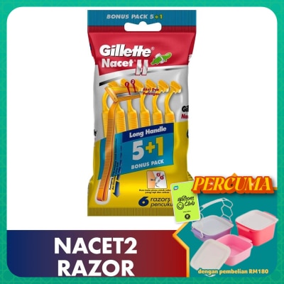 GILLETTE - NacetII Long Handle Disposable Razor 6's