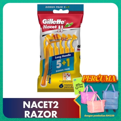 GILLETTE - NacetII Long Handle Disposable Razor 6's