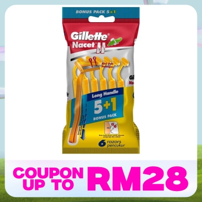 GILLETTE NacetII Long Handle Disposable Razor 6's