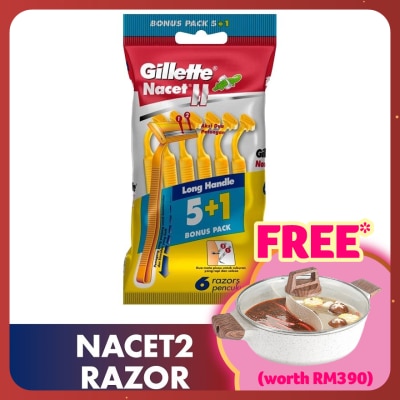 GILLETTE NacetII Long Handle Disposable Razor 6's