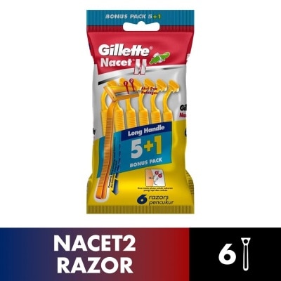 GILLETTE NacetII Long Handle Disposable Razor 6's