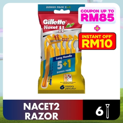 GILLETTE NacetII Long Handle Disposable Razor 6's