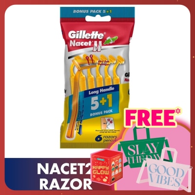 GILLETTE NacetII Long Handle Disposable Razor 6's