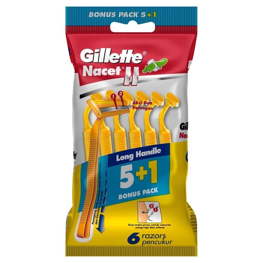 NacetII Long Handle Disposable Razor 6's