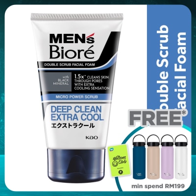 MEN'S BIORE Men'S  Double Scrub Extra Cool 100g Face Wash